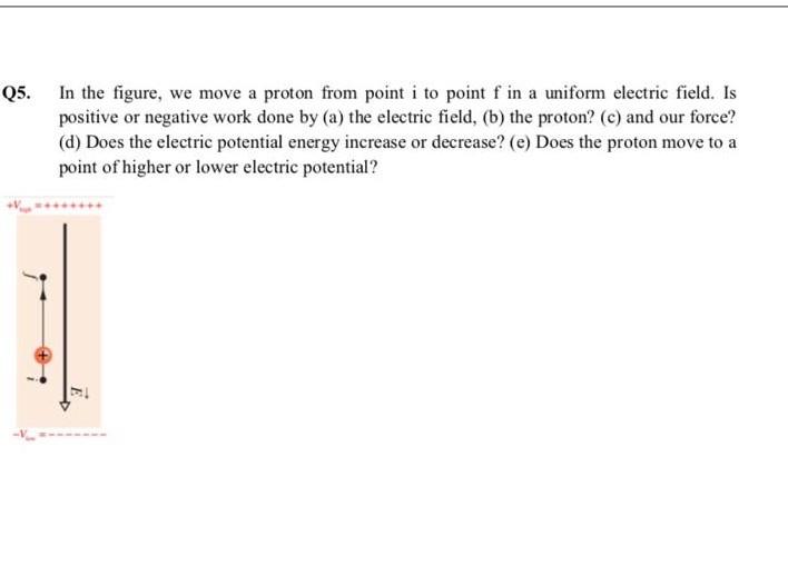 Solved Q5. In the figure, we move a proton from point i to | Chegg.com