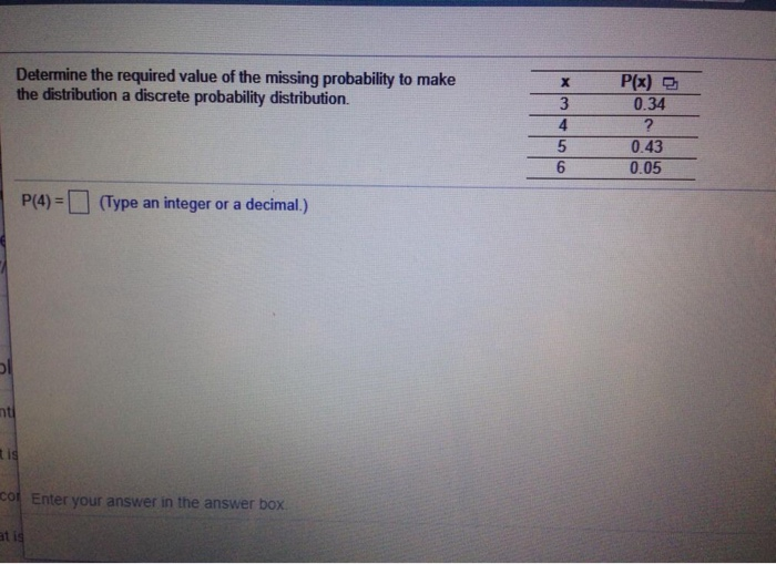Determine The Required Value Of The Missing Probability