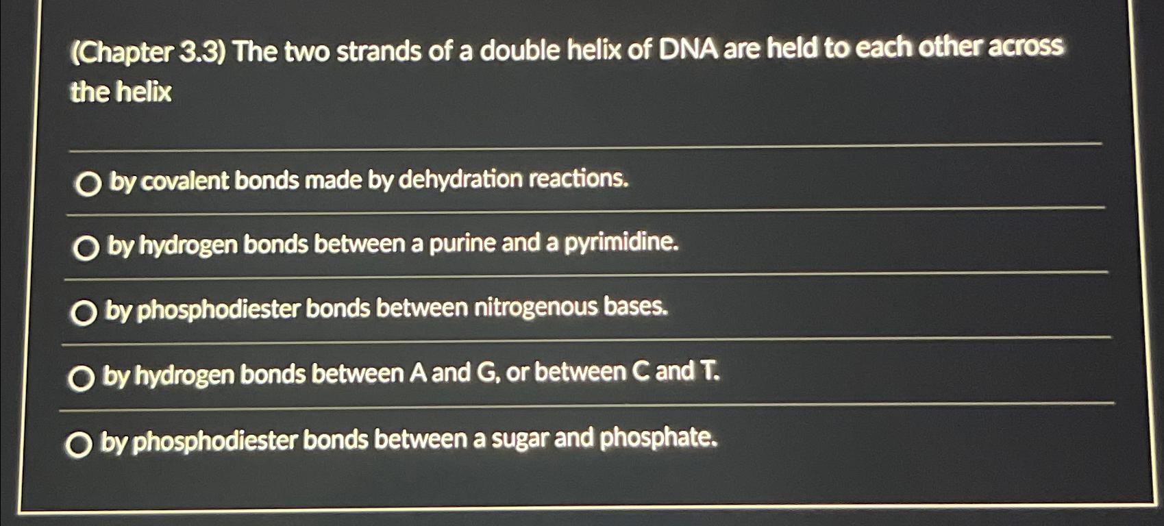 Solved (Chapter 3.3) ﻿The two strands of a double helix of | Chegg.com