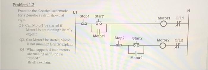 Solved Examine the electrical schematic for a 2-motor system | Chegg.com