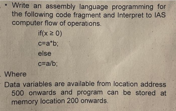 Solved . Write An Assembly Language Programming For The | Chegg.com