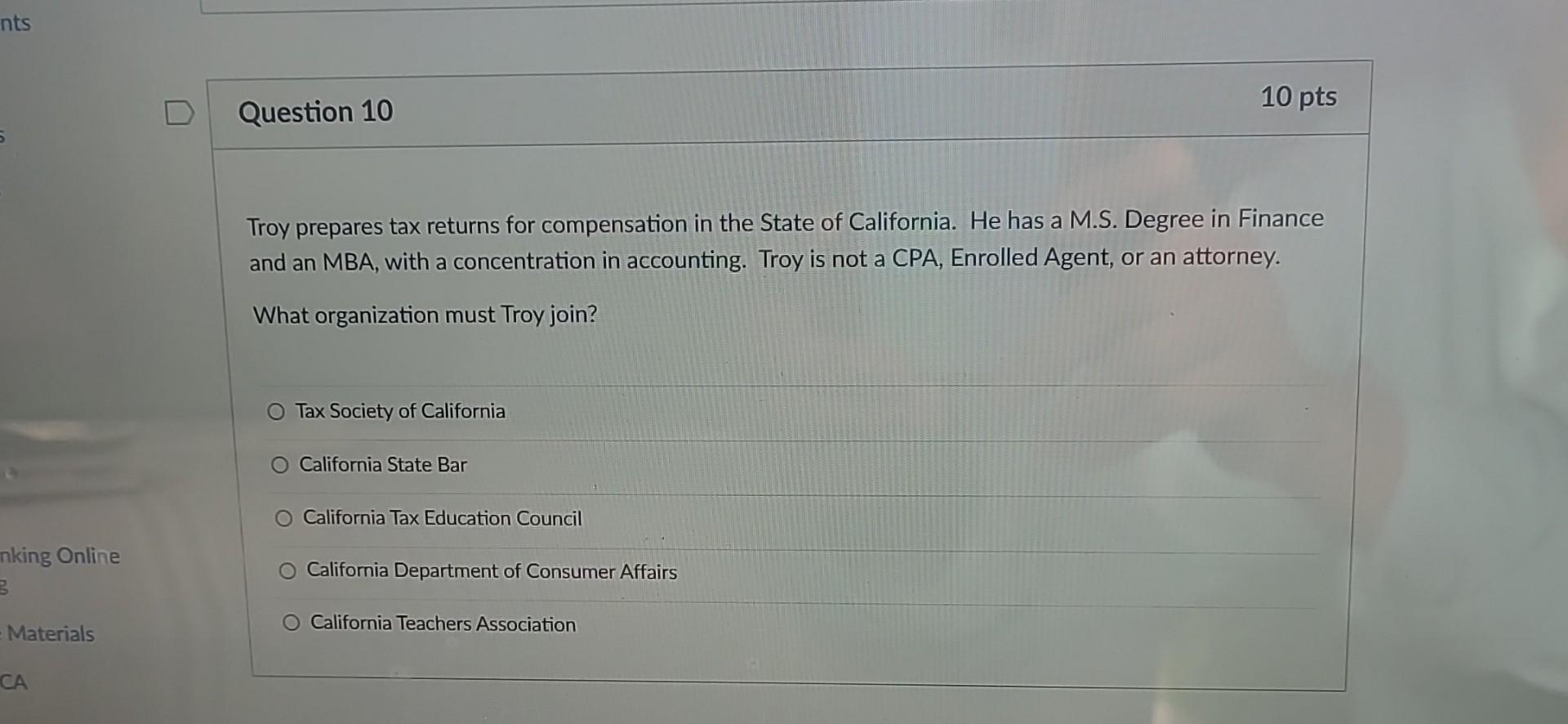 Solved Troy prepares tax returns for compensation in the