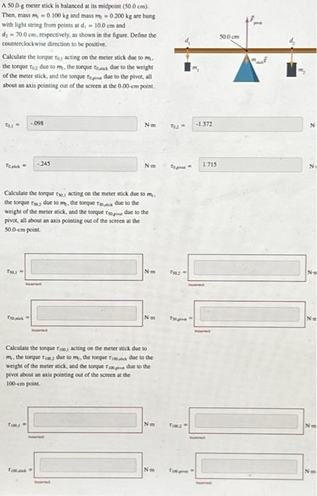 Solved A 50.0−g meter stick is balanced at its midpoint | Chegg.com