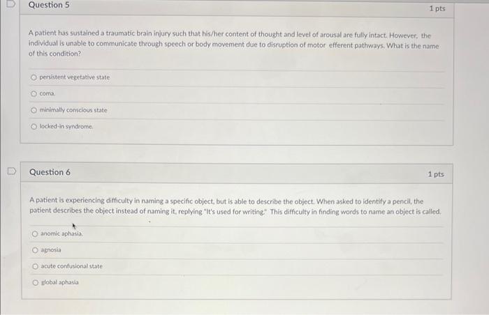Solved A patient has sustained a traumatic brain injury such | Chegg.com