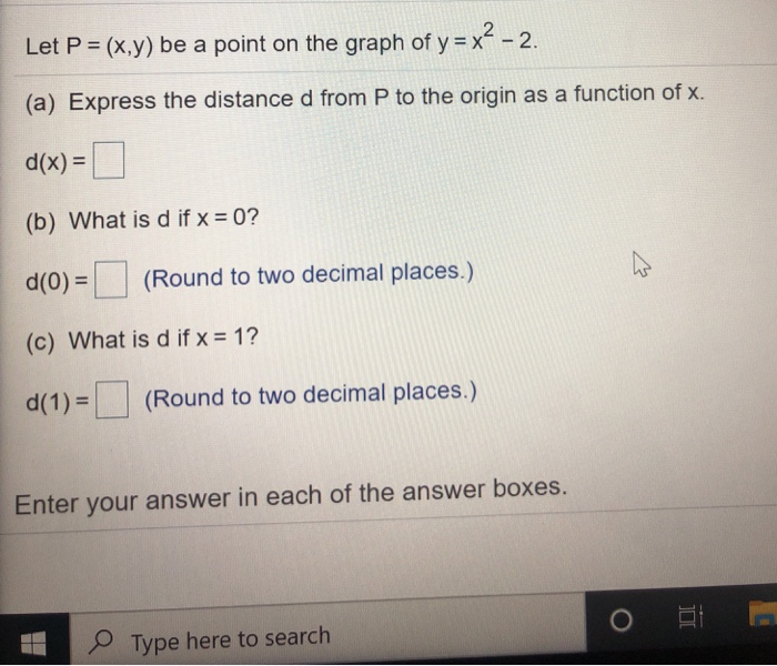 Solved Let P X Y Be A Point On The Graph Of Y X 2