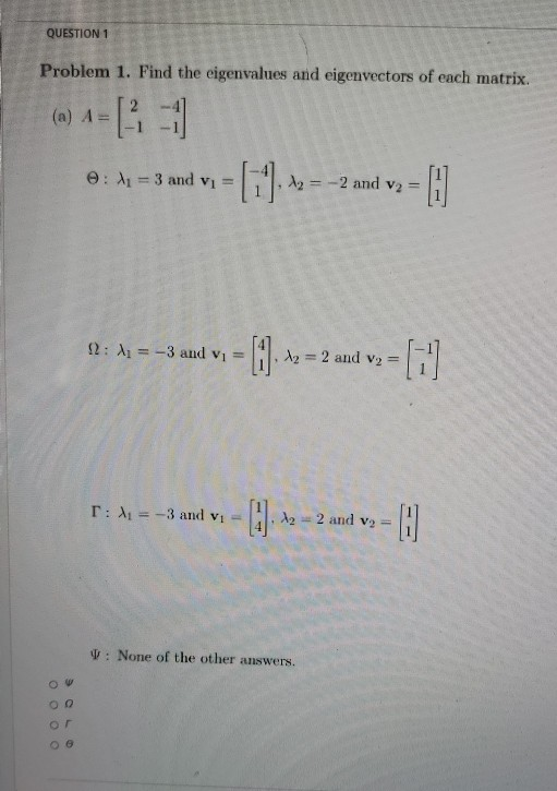 Solved QUESTION 1 Problem 1. Find The Eigenvalues And | Chegg.com