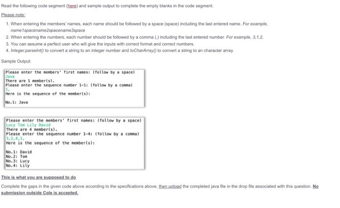 Solved Read the following code segment (here) and sample | Chegg.com