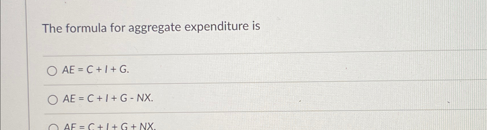 Solved The formula for aggregate expenditure | Chegg.com