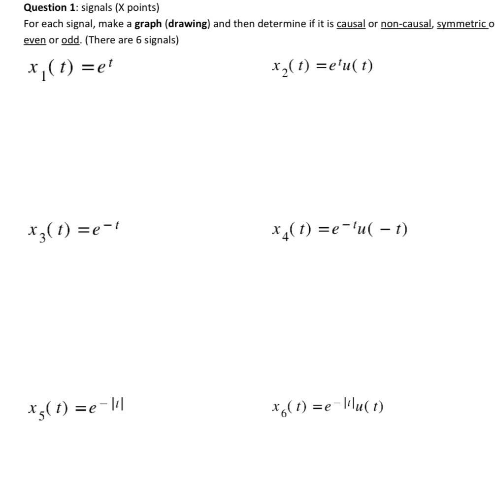 Solved Question 1: signals ( ﻿X points)For each signal, make | Chegg.com