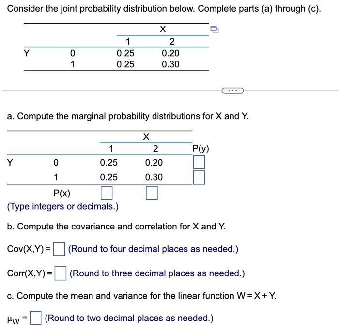 Solved Consider The Joint Probability Distribution Below. | Chegg.com