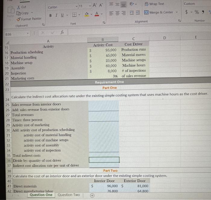 Solved S А B Question One 1 Decorative Doors, Inc., produces