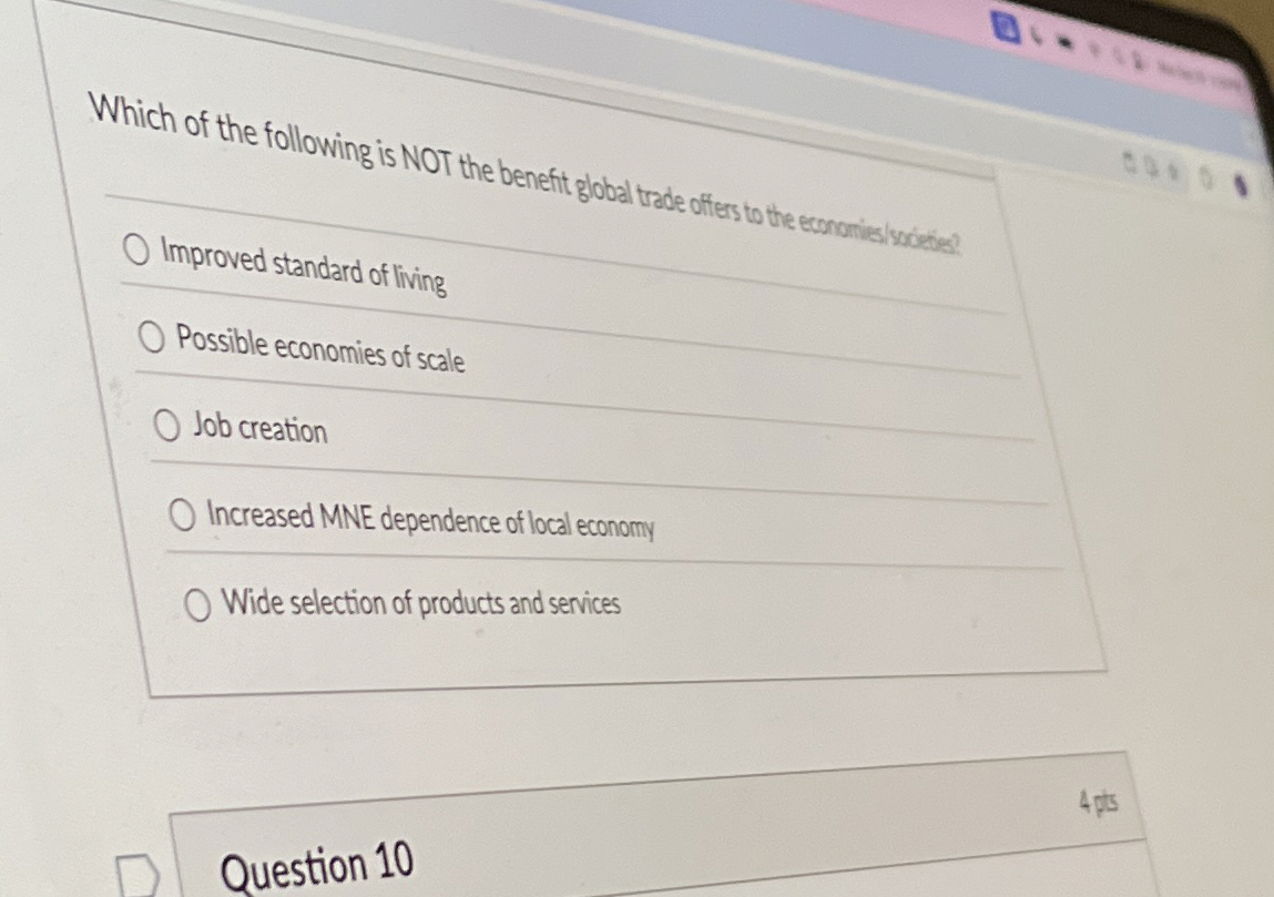 Solved Which of the following is NOT the benefit global | Chegg.com