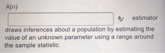 Solved A(n) A estimator draws inferences about a population | Chegg.com