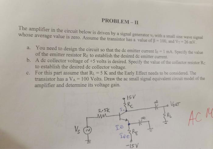 Solved The amplifier in the circuit below is driven by a | Chegg.com