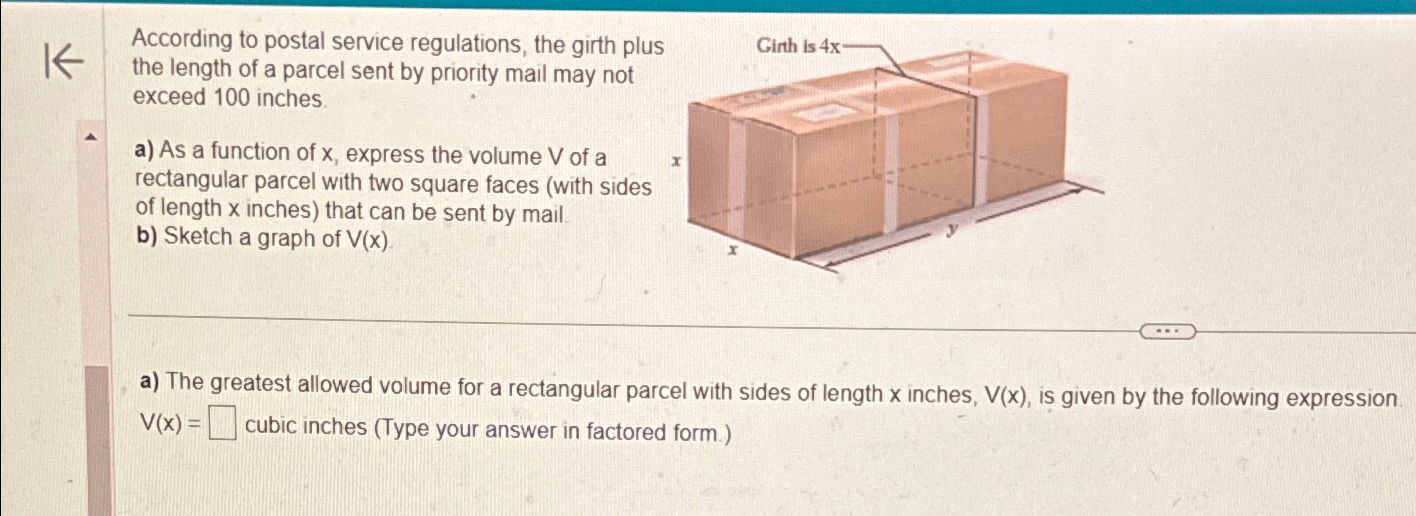 Solved According to postal service regulations, the girth | Chegg.com