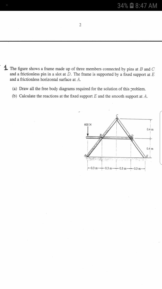 Solved 34%8:47 AM 2 1 The figure shows a frame made up of | Chegg.com