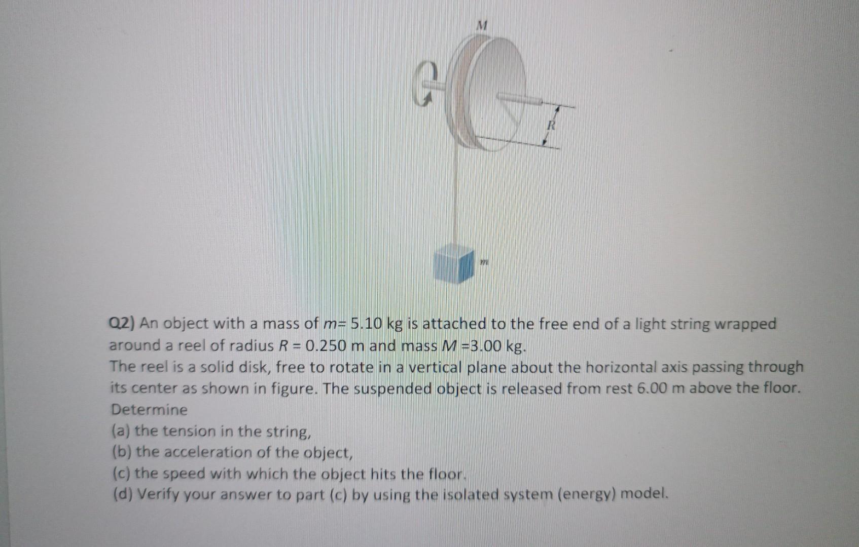 Solved Q2) An object with a mass of m=5.10 kg is attached to | Chegg.com