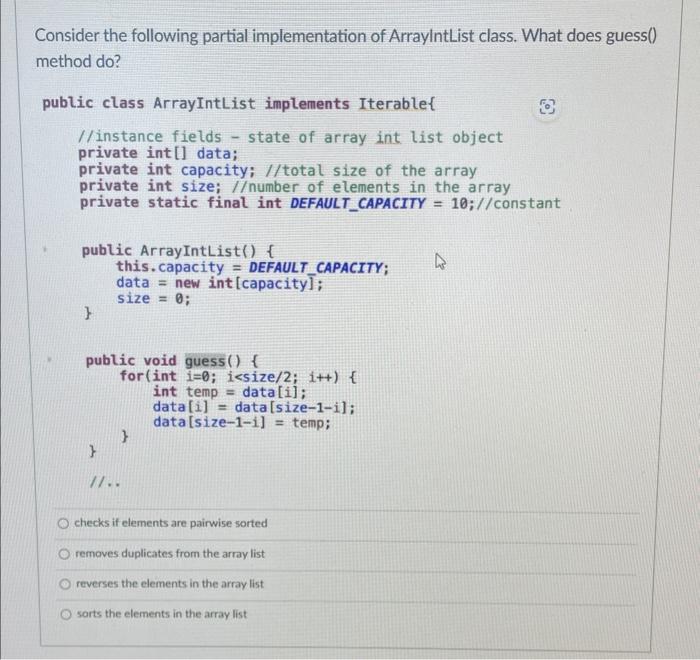 Solved nsider the following partial implementation of | Chegg.com