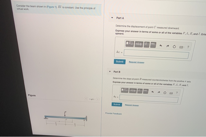 Solved Consider the beam shown in Figure 1). El is constant. | Chegg.com
