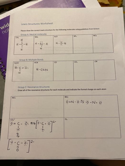 Solved Lewis Structures Worksheet wid not Please draw the | Chegg.com