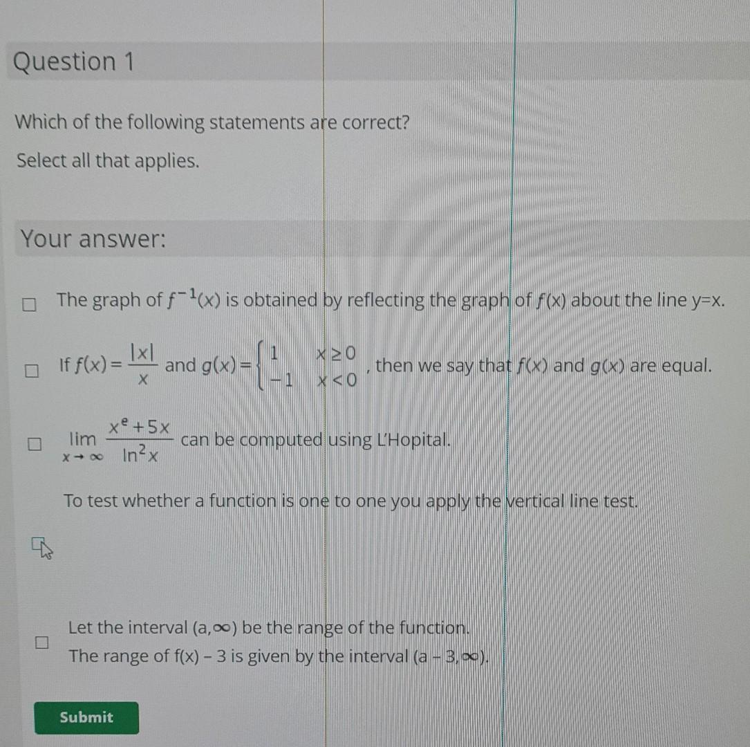 Solved Question 1 Which of the following statements are | Chegg.com