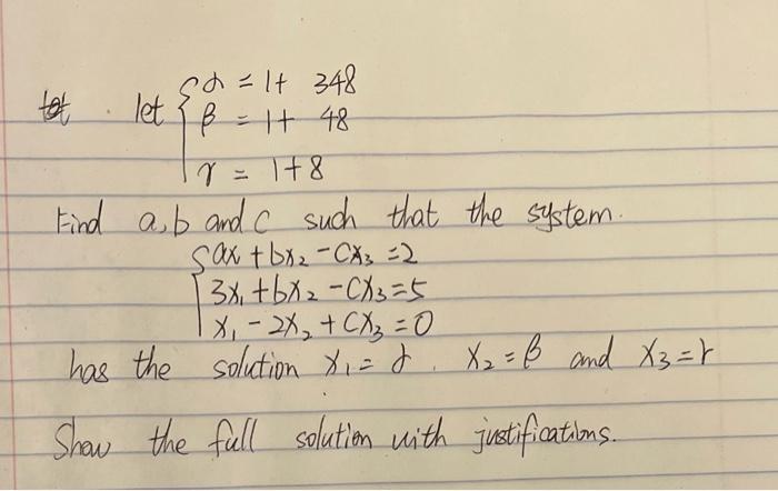 Solved sch-lt 348 tot let 8 = 14 48 r 7 178 Find a b and C | Chegg.com