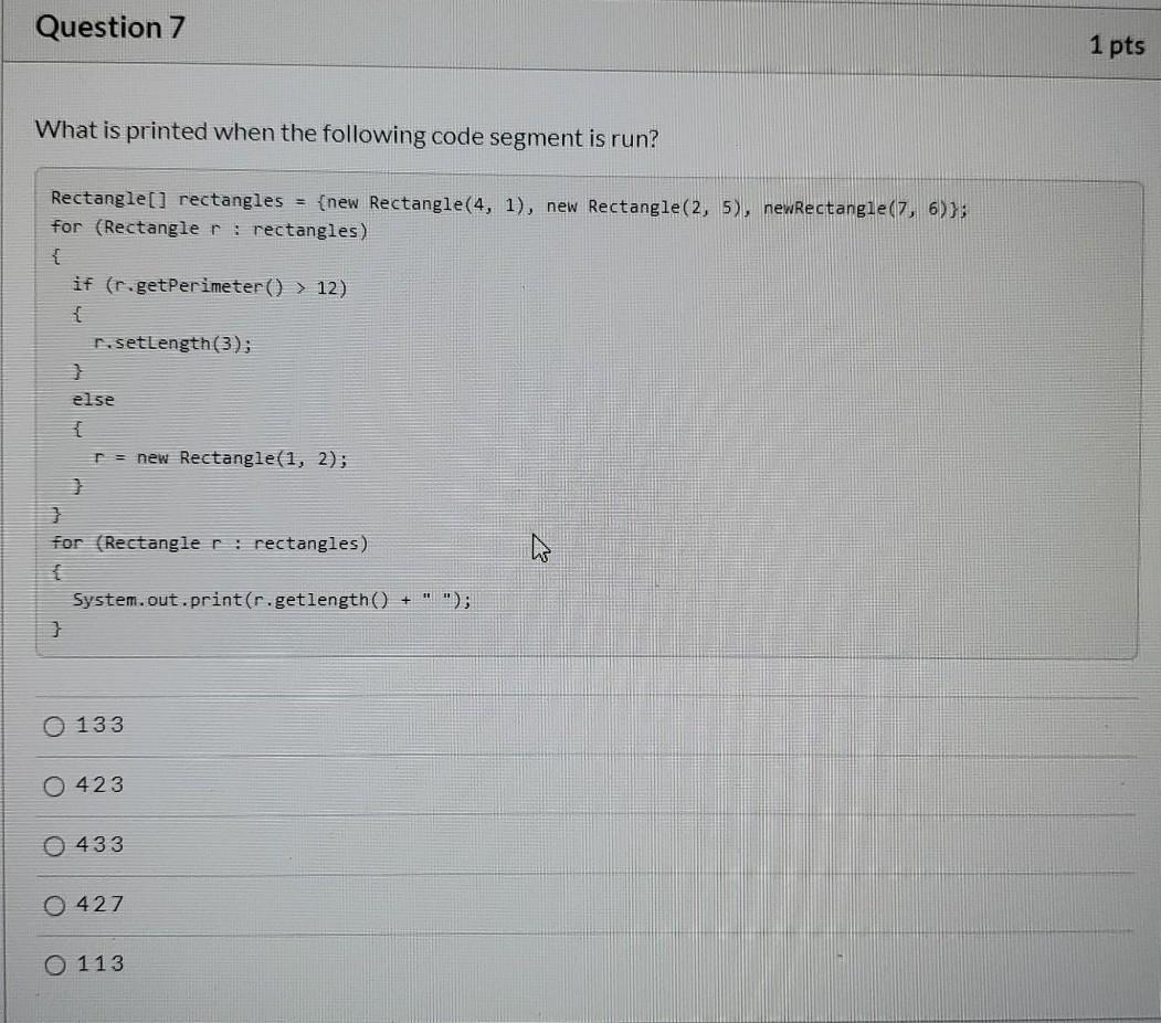 Solved Question 2 1 Pts Consider The Following Method, Which | Chegg.com