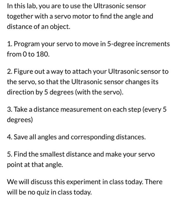 Solved In this lab, you are to use the Ultrasonic sensor | Chegg.com