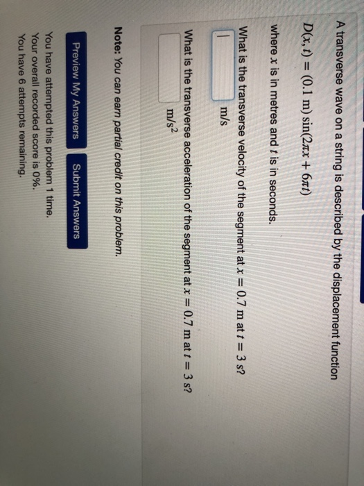 Solved A transverse wave on a string is described by the | Chegg.com