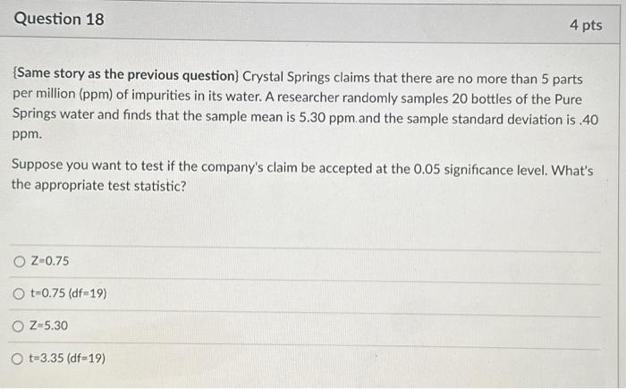 Solved Question 18 {Same story as the previous question} | Chegg.com