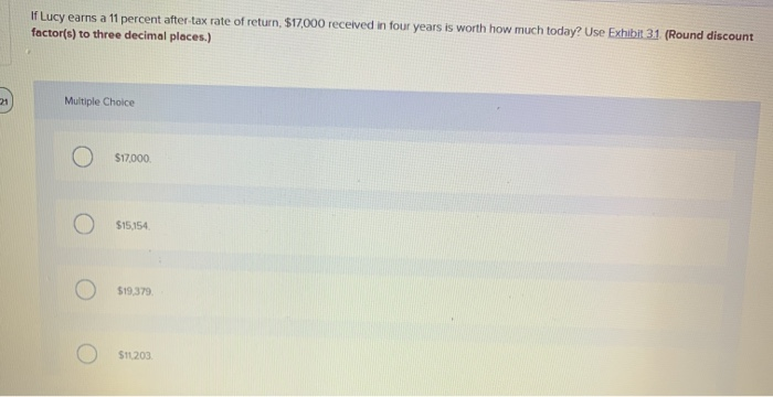 Solved If Lucy earns a 11 percent after tax rate of return, | Chegg.com