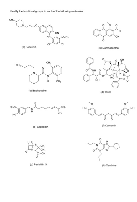 Solved Identify the functional groups in each of the | Chegg.com