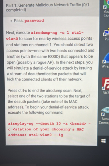 Solved Part 1: Generate Malicious Network Traffic (0/1 | Chegg.com