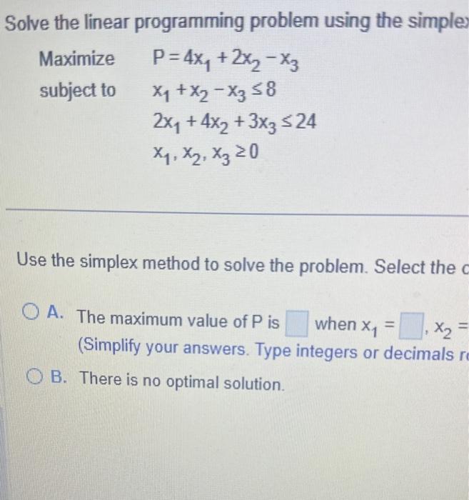 Solved Solve the linear programming problem using the | Chegg.com