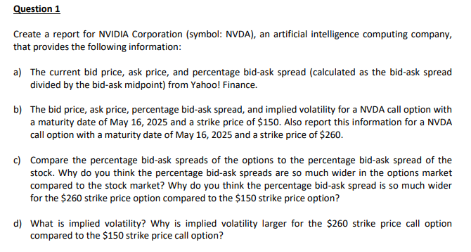 Question 1 ﻿Create a report for NVIDIA Corporation | Chegg.com