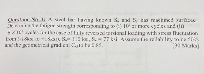 Solved Question No 3: A steel bar having known S. and S, has | Chegg.com