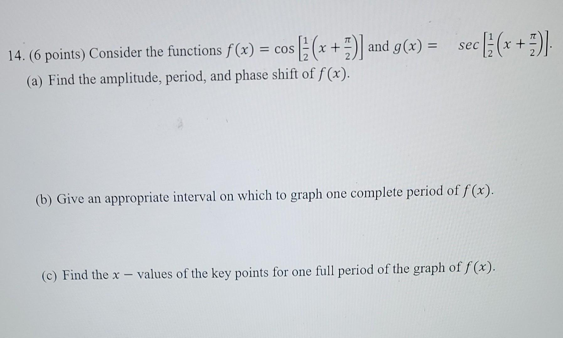 Solved = - (6 points) Consider the functions f(x) = cos (a) | Chegg.com