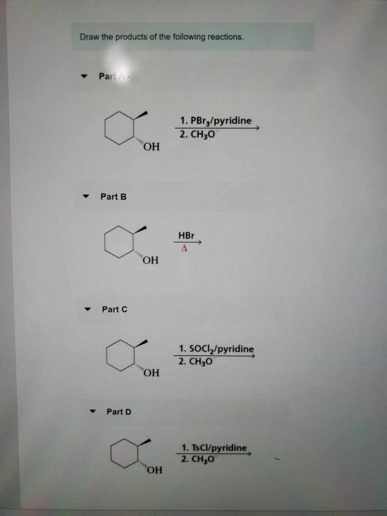 Solved Draw the products of the following reactions. Part A | Chegg.com