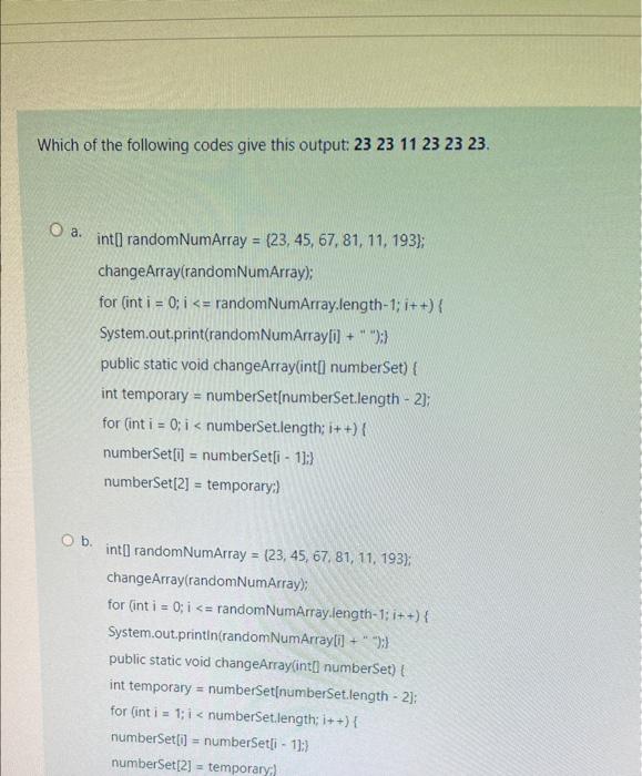 Solved Which of the following codes give this output: | Chegg.com