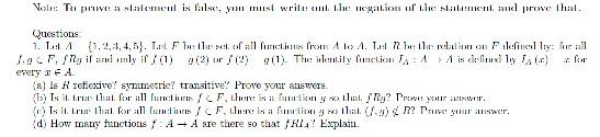 Solved Let A = F1; 2; 3; 4; 5g. Let F Be The Set Of All | Chegg.com