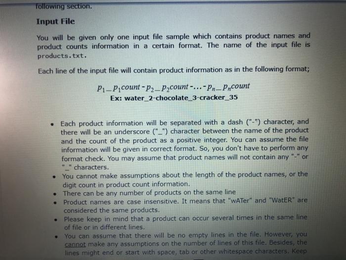 Solved following section. Input File You will be given only | Chegg.com