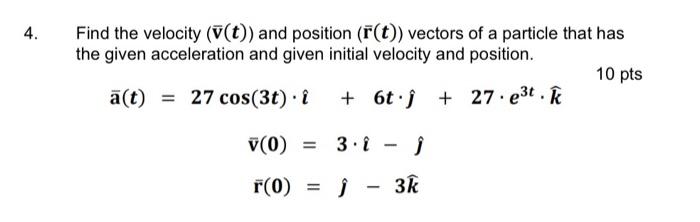 Solved Find the velocity (v(t)) and position (r(t)) vectors | Chegg.com