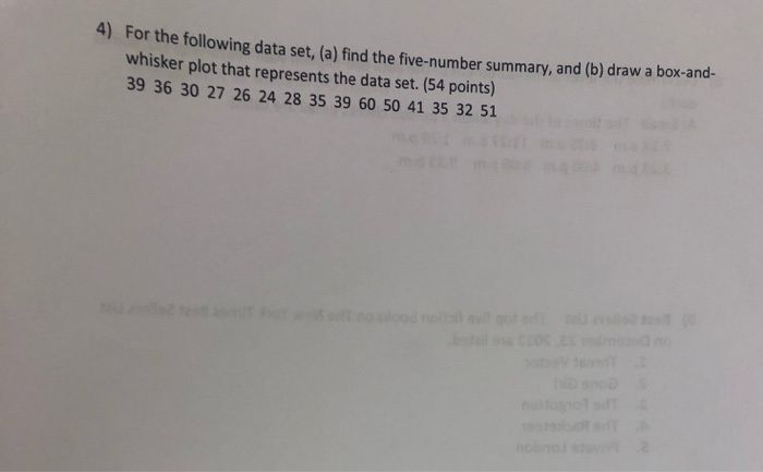 Solved 4) For the following data set, (a) find the | Chegg.com