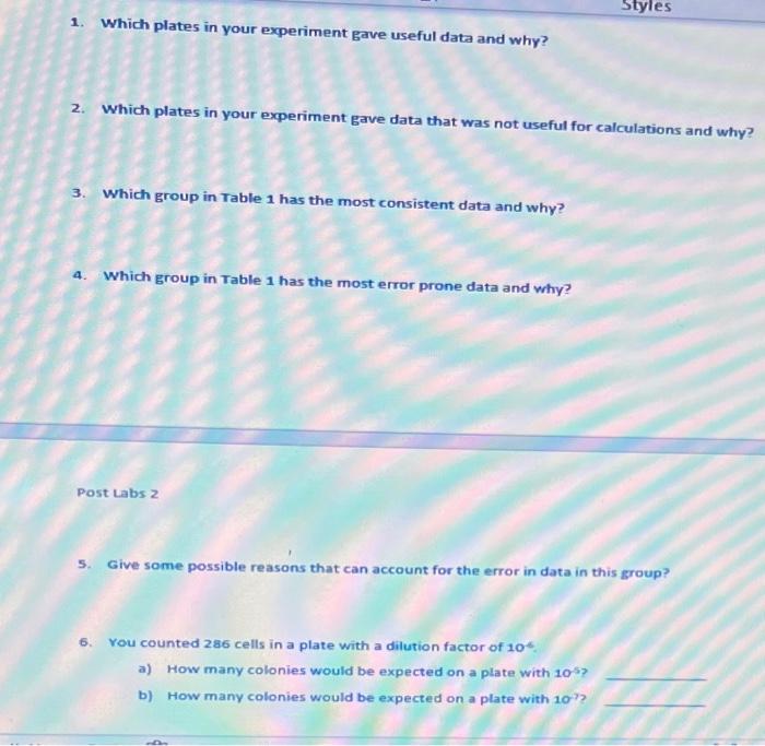 Protocol: Day 2 Calculate the number of bacteria per | Chegg.com