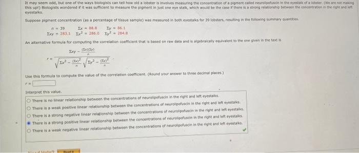 Solved The accompanying data are x = cost cents per serving) | Chegg.com