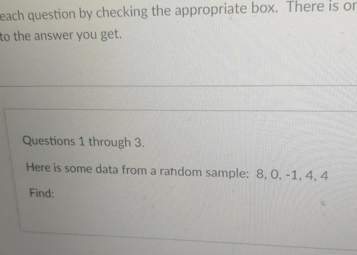 Solved each question by checking the appropriate box. There | Chegg.com