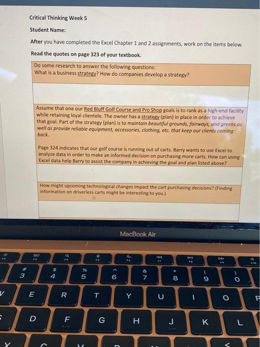 Solved Critical Thinking Week 5 Student Name: After you have | Chegg.com
