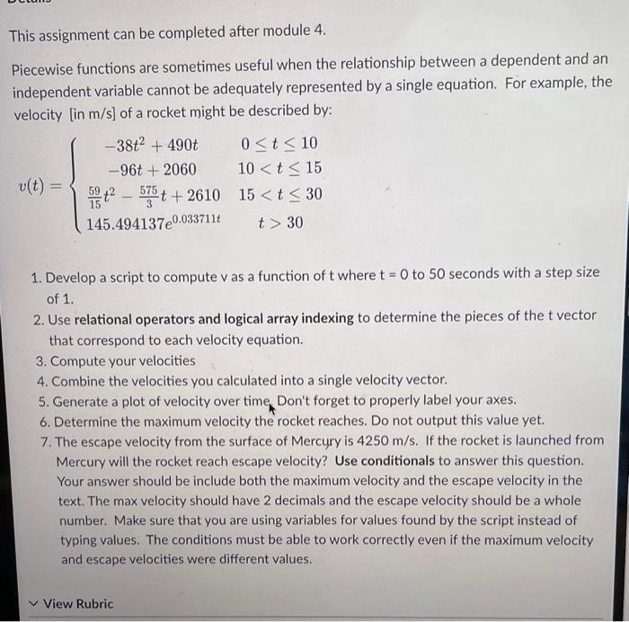Solved This assignment can be completed after module 4 . | Chegg.com