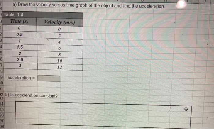 Solved 2 7 a) Draw the velocity versus time graph of the | Chegg.com