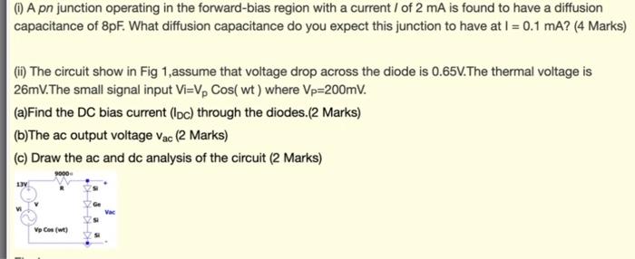 Solved 0 A pn junction operating in the forward-bias region | Chegg.com